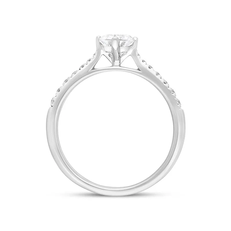 Platinum 0.66ct Diamond GIA Certified Shoulder Set Solitaire Ring sold by C.W. Sellors product image thumbnail 2