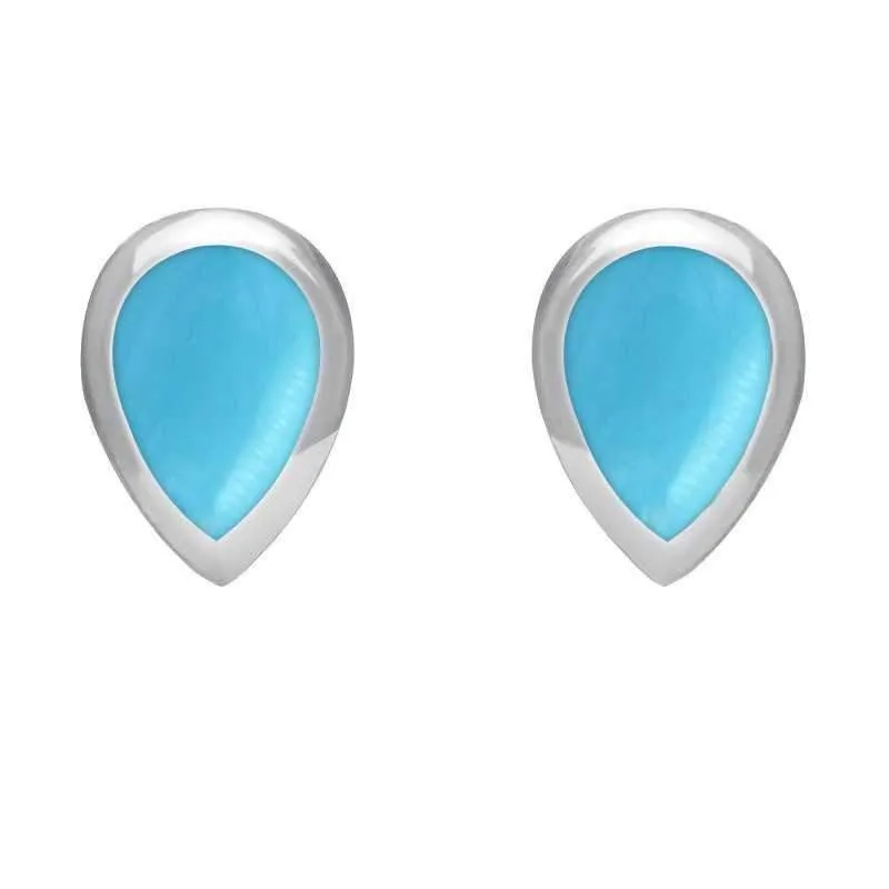 Sterling Silver Turquoise Small Teardrop Stud Earrings sold by C.W. Sellors
