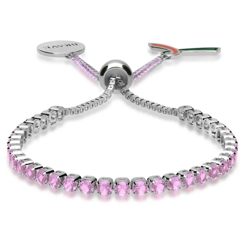 Brave Ribbon Charity Sterling Silver Cubic Zirconia Pink Bracelet sold by C.W. Sellors