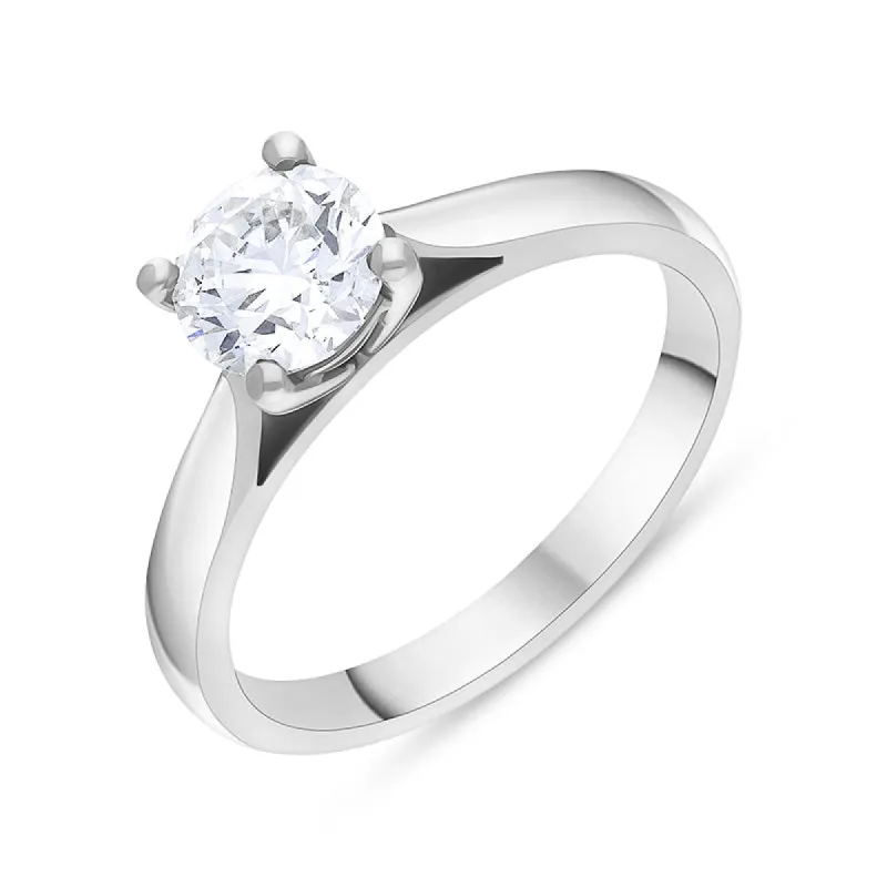 Platinum 1.00ct Diamond Round Brilliant Cut Solitaire Ring sold by C.W. Sellors