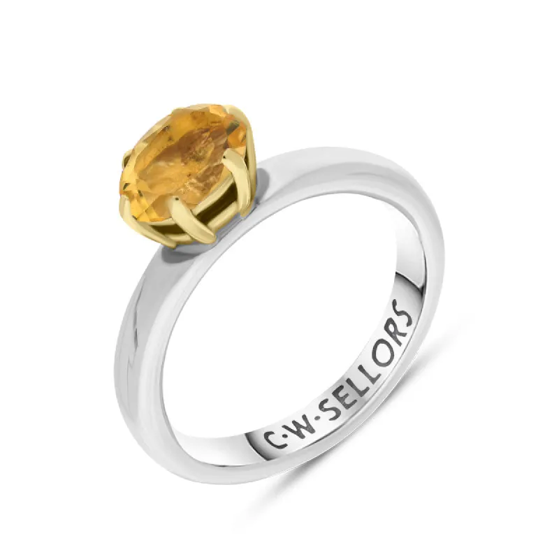 9ct Yellow Gold Sterling Silver Citrine Stepping Stones 4x7mm Oval Claw Set Ring sold by C.W. Sellors