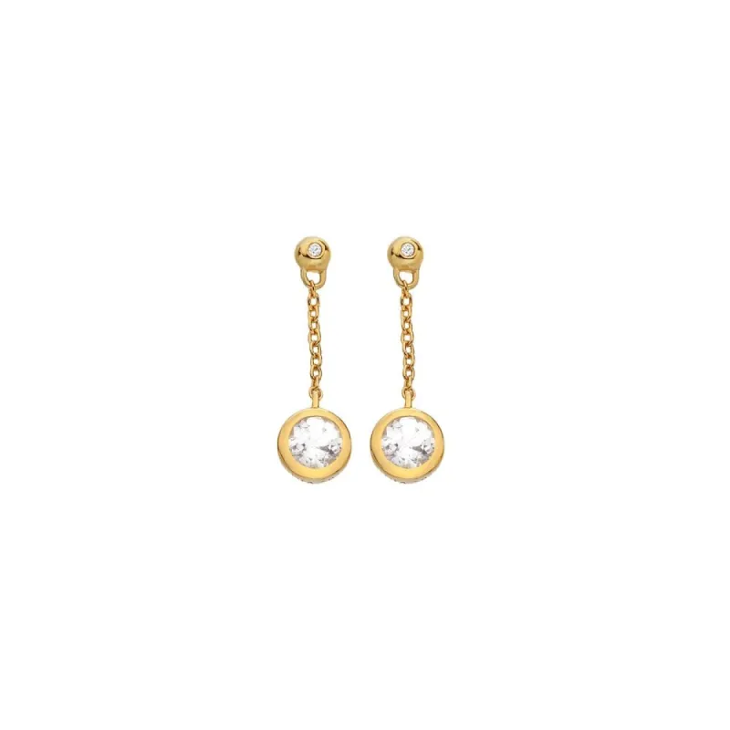 Hot Diamonds Gold Plated Sterling Silver Droplet White Topaz Chain Earrings sold by C.W. Sellors