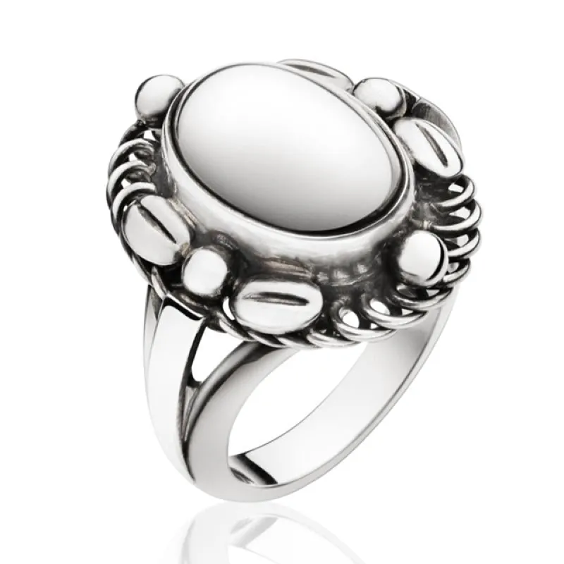 Georg Jensen Sterling Silver Moonlight Blossom Ring D sold by C.W. Sellors