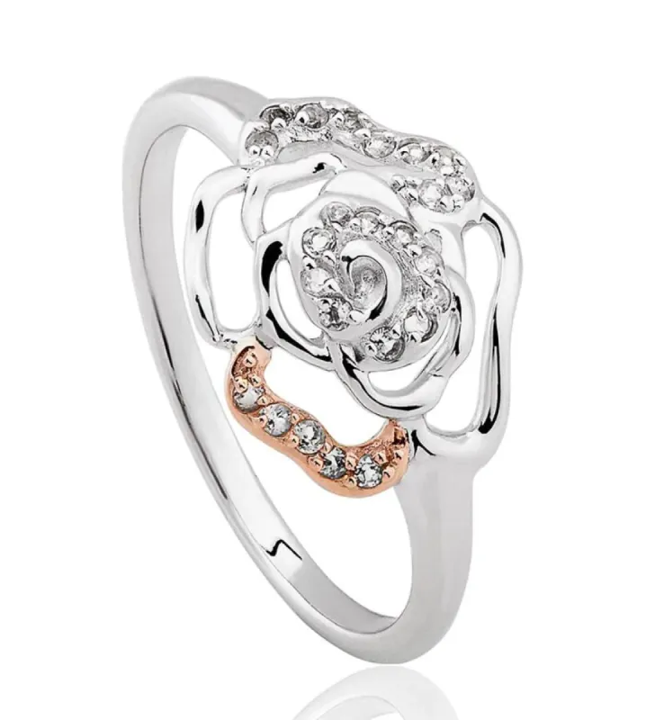 Clogau Royal Roses Sterling Silver White Topaz Ring D sold by C.W. Sellors