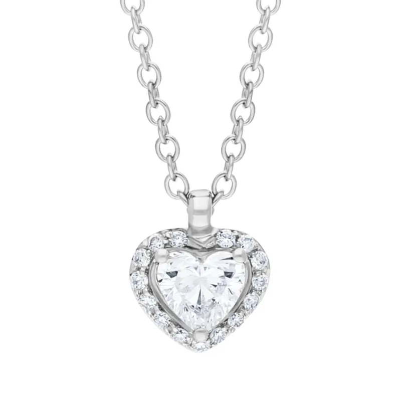 Damiani Minou 18ct White Gold 0.38ct Diamond Heart Cut Pave Necklace sold by C.W. Sellors