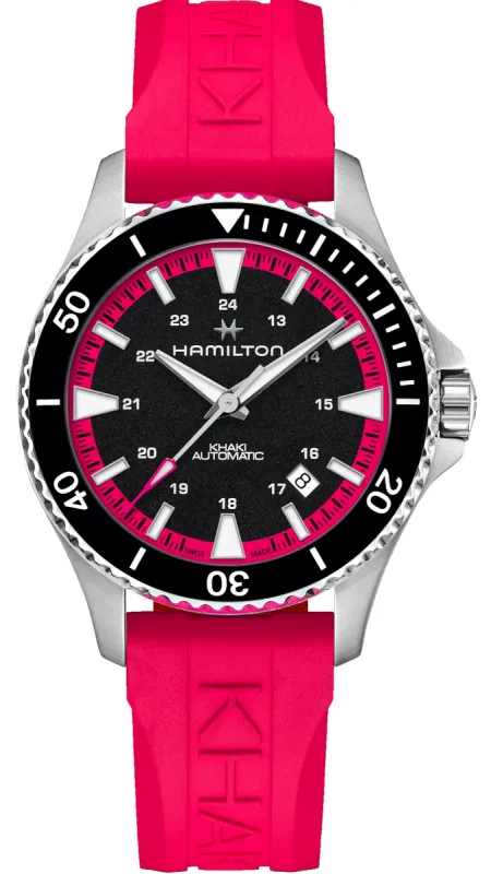 Hamilton Khaki Navy Scuba Auto Hot Pink Watch made by Hamilton
