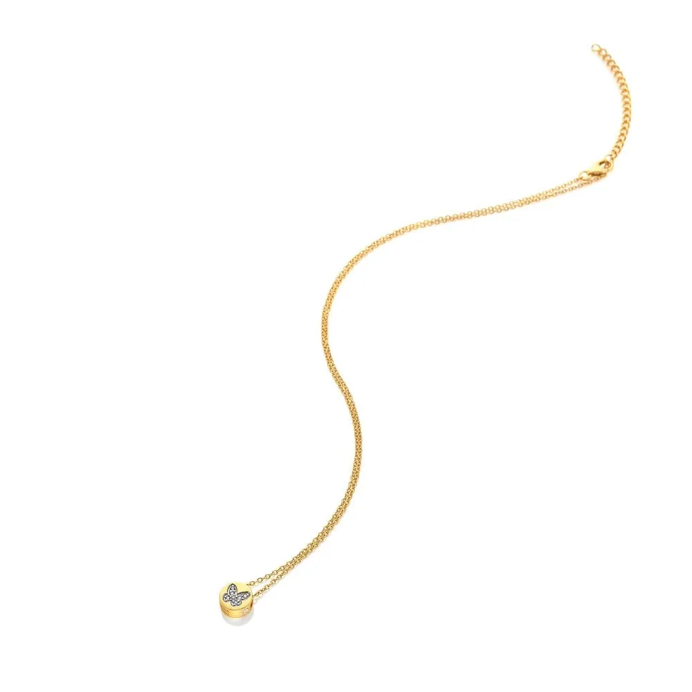 Hot Diamonds x Jac Jossa Gold Plated Sterling Silver Butterfly Necklace sold by C.W. Sellors