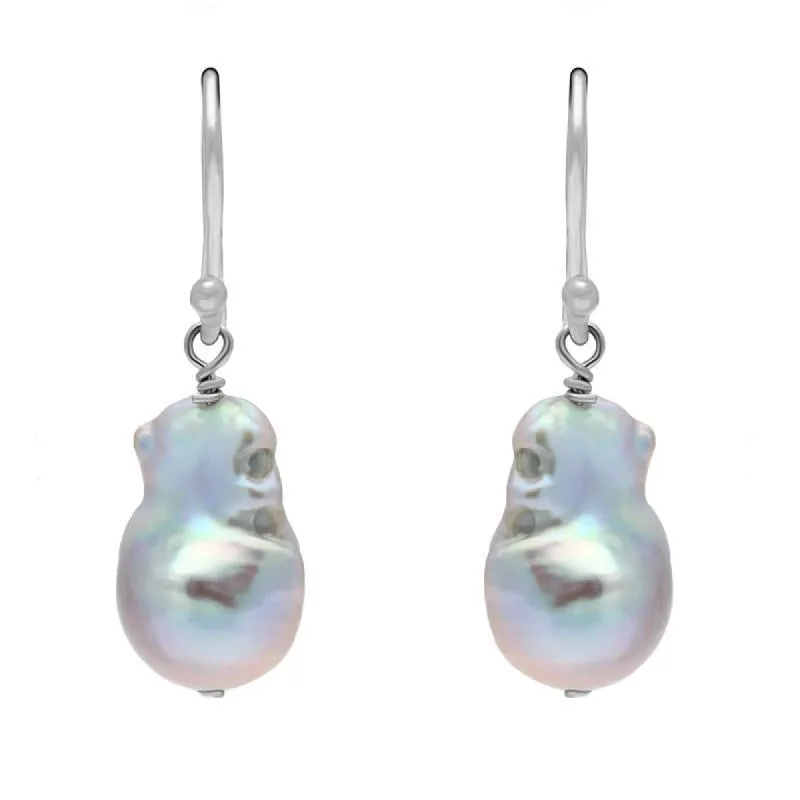 Sterling Silver Grey Baroque Pearl Hook Drop Earrings D sold by C.W. Sellors