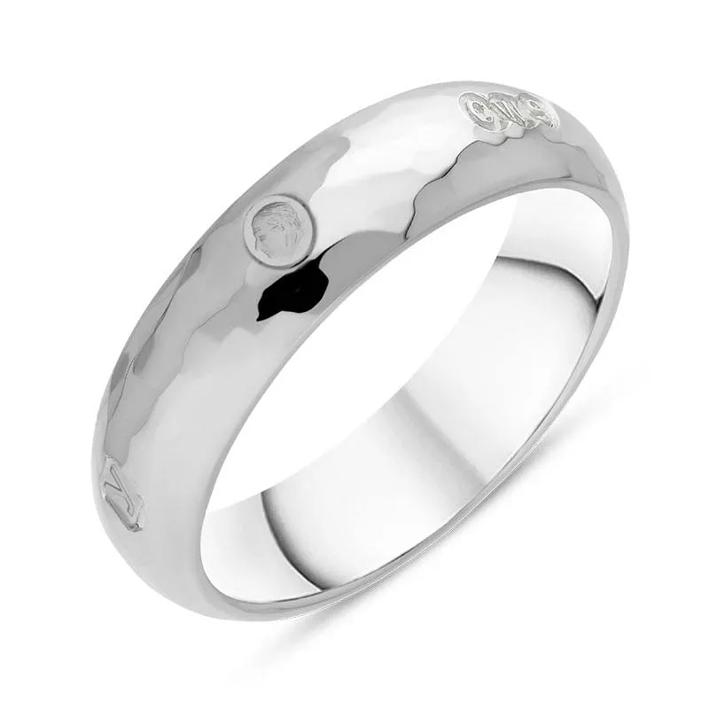 Sterling Silver King's Coronation Hallmark Hammered 6mm Ring D sold by C.W. Sellors