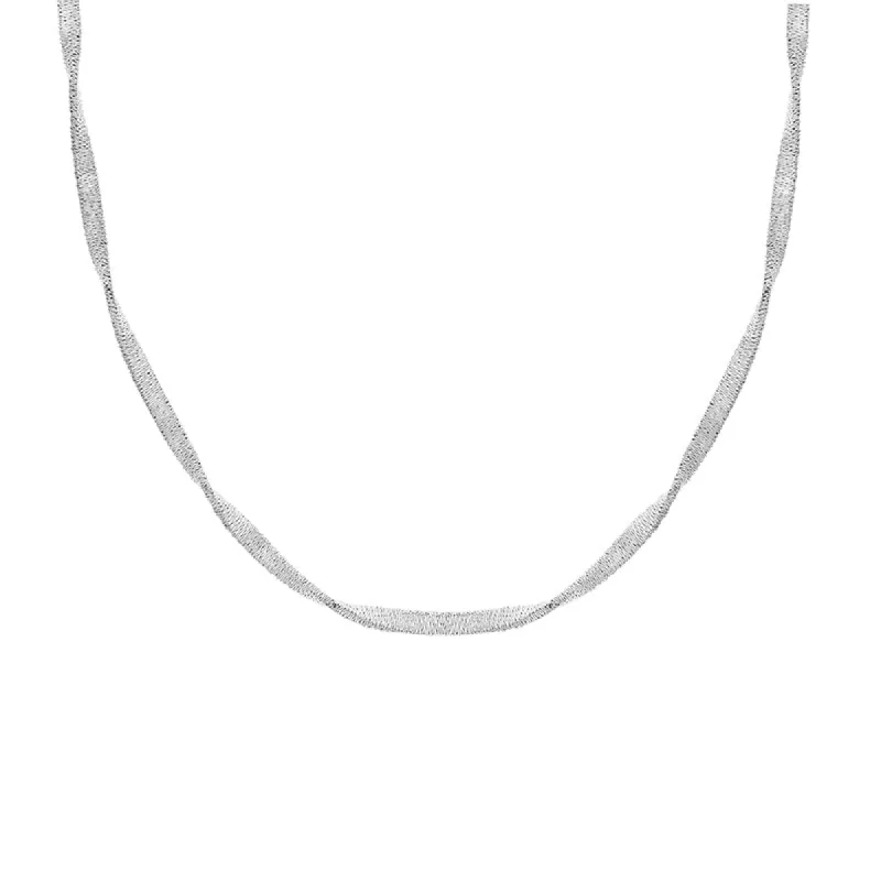 Sterling Silver 42cm Satin Finish Twisted Necklet Chain sold by C.W. Sellors