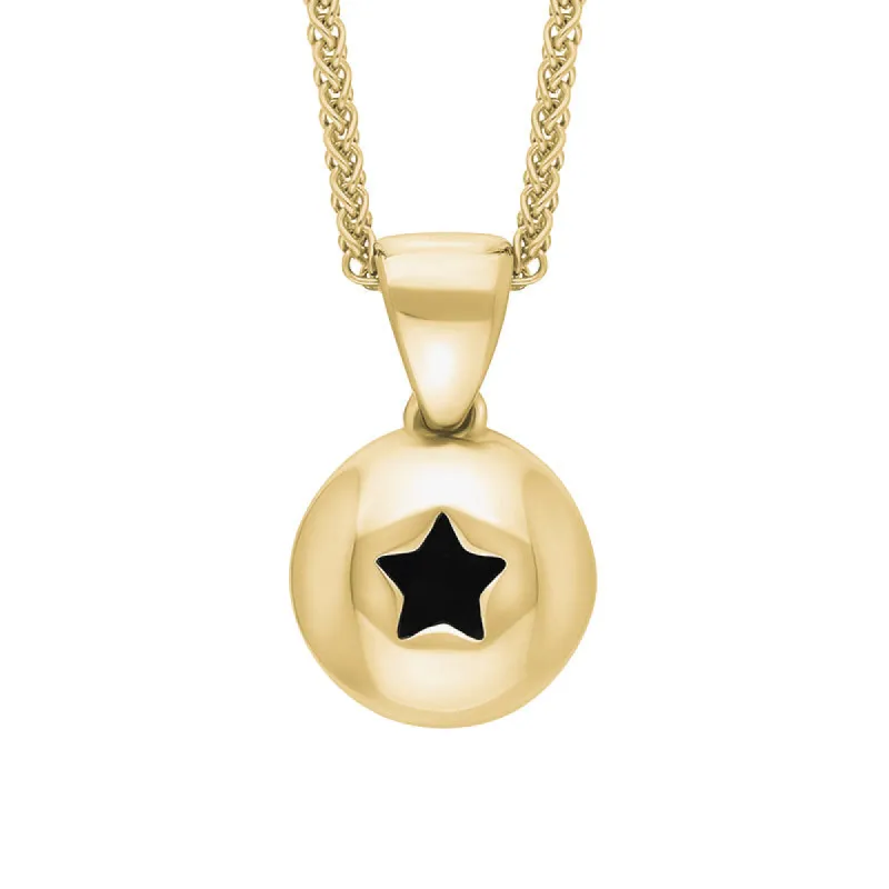 9ct Yellow Gold Whitby Jet Star Disc Necklace sold by C.W. Sellors