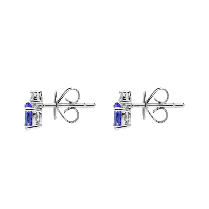 18ct White Gold 0.93ct Tanzanite Diamond Oval Stud Earrings D sold by C.W. Sellors product image thumbnail 2