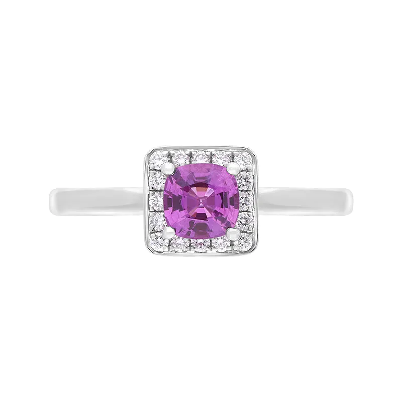 18ct White Gold Pink Sapphire Diamond Pave Cluster Ring sold by C.W. Sellors product image thumbnail 2