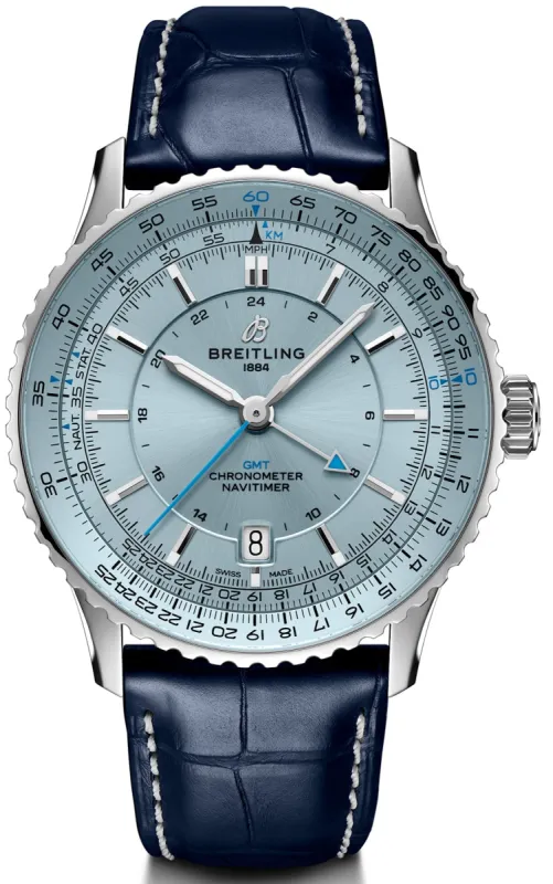 Breitling Navitimer Automatic GMT 41 Light Blue Leather Watch sold by C.W. Sellors
