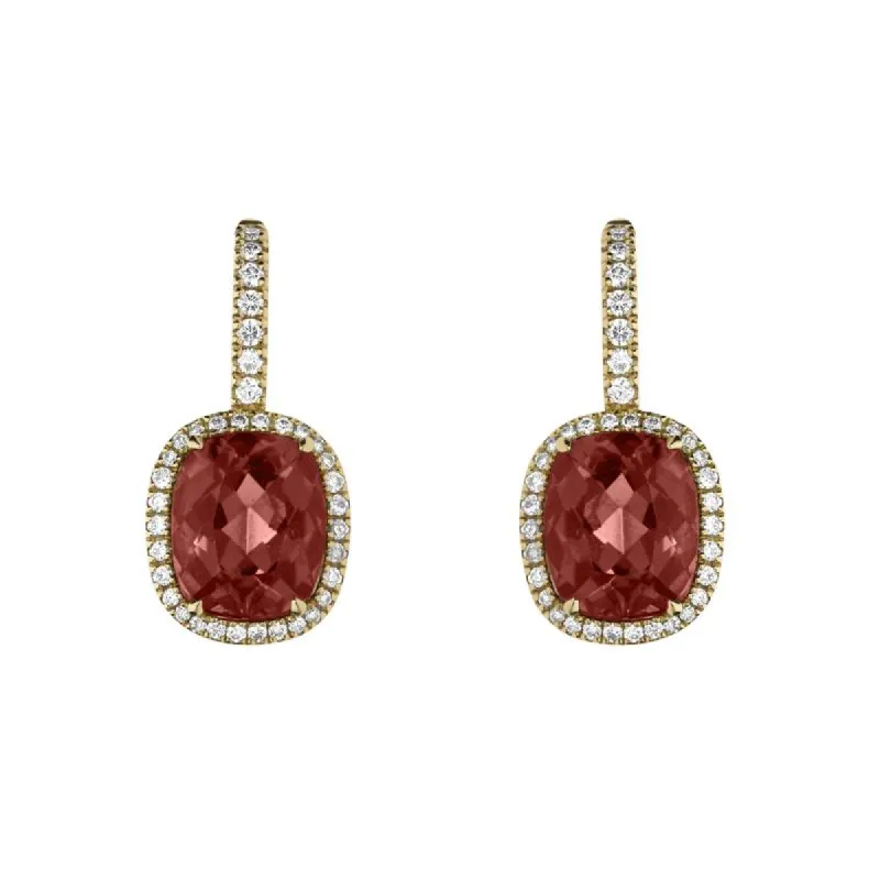 Hans D. Krieger 18ct Rose Gold Tourmaline Diamond Drop Earrings D sold by C.W. Sellors