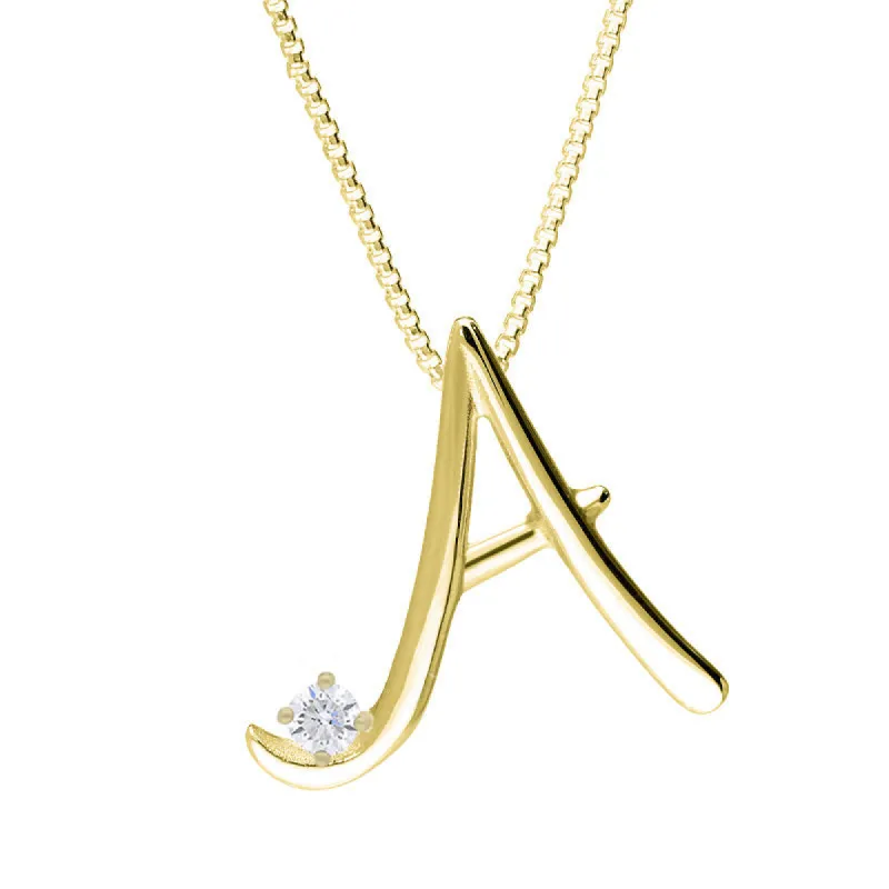 Love Letters 18ct Yellow Gold 0.10ct Diamond Initial A Necklace sold by C.W. Sellors