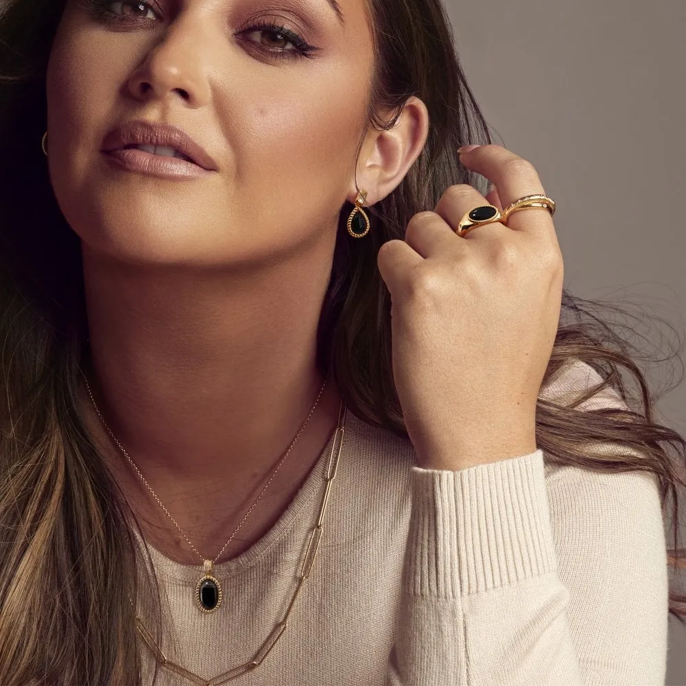 Hot Diamonds x Jac Jossa Gold Plated Sterling Silver Black Onyx Oval Necklace sold by C.W. Sellors product image thumbnail 2