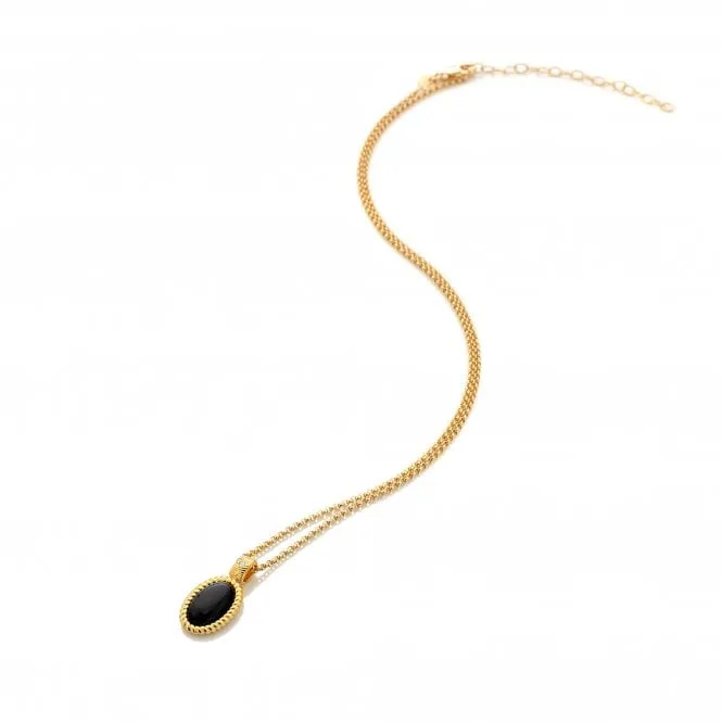 Hot Diamonds x Jac Jossa Gold Plated Sterling Silver Black Onyx Oval Necklace sold by C.W. Sellors