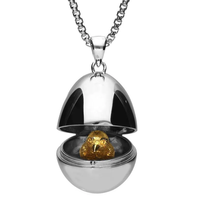 Yellow Gold Sterling Silver Plated Large Easter Egg and Chick Necklace sold by C.W. Sellors
