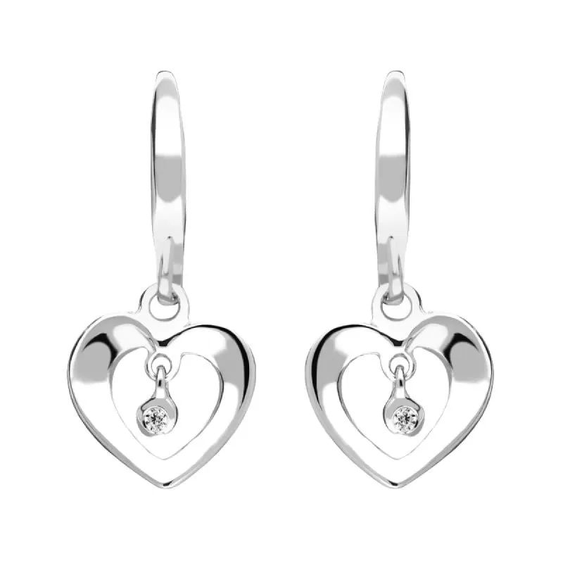 Sterling Silver Cubic Zirconia Heart Drop Centre Earrings sold by C.W. Sellors