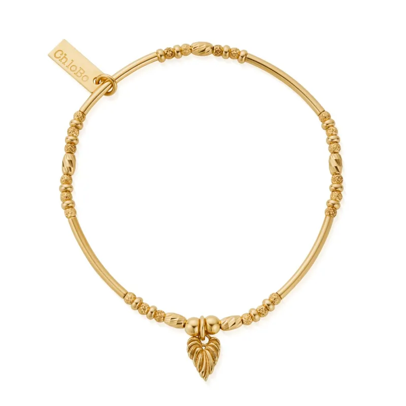 ChloBo Wandering Free Gold Plated Sterling Silver Leaf Heart Sparkle Bracelet sold by C.W. Sellors
