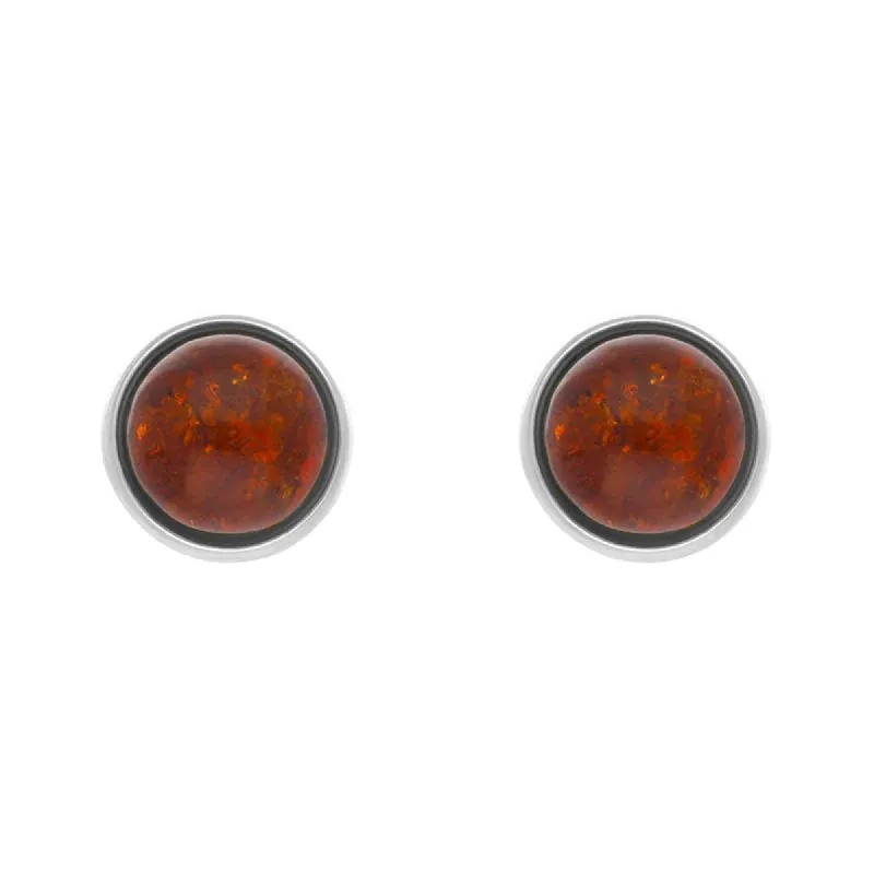 Sterling Silver Amber 4mm Round Stud Earrings sold by C.W. Sellors