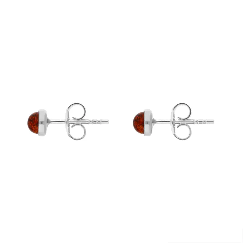 Sterling Silver Amber 4mm Round Stud Earrings sold by C.W. Sellors product image thumbnail 2
