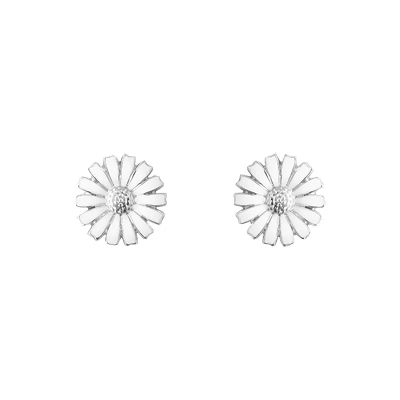 Georg Jensen Daisy Sterling Silver White Enamel Stud Earrings sold by C.W. Sellors