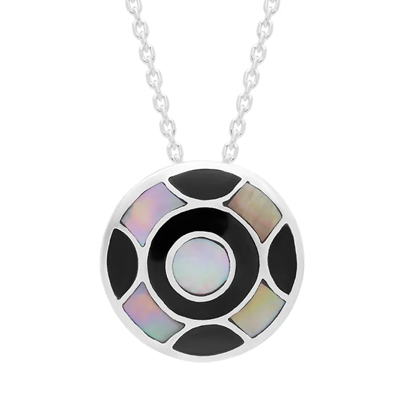Sterling Silver Whitby Jet Mother of Pearl Circle Necklace D sold by C.W. Sellors