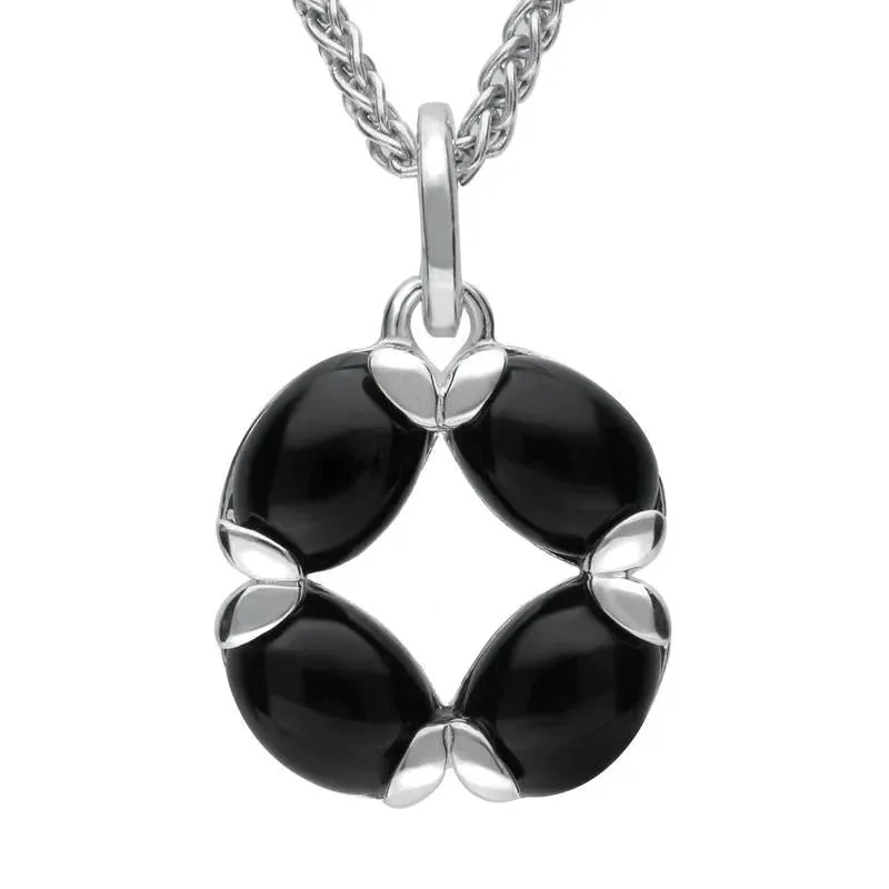 Sterling Silver Whitby Jet Oval Four Stone Necklace sold by C.W. Sellors