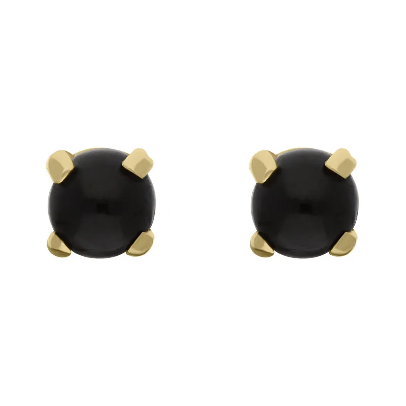 9ct Yellow Gold Sterling Silver Whitby Jet Stepping Stones 5mm Round Claw Set Stud Earrings D sold by C.W. Sellors
