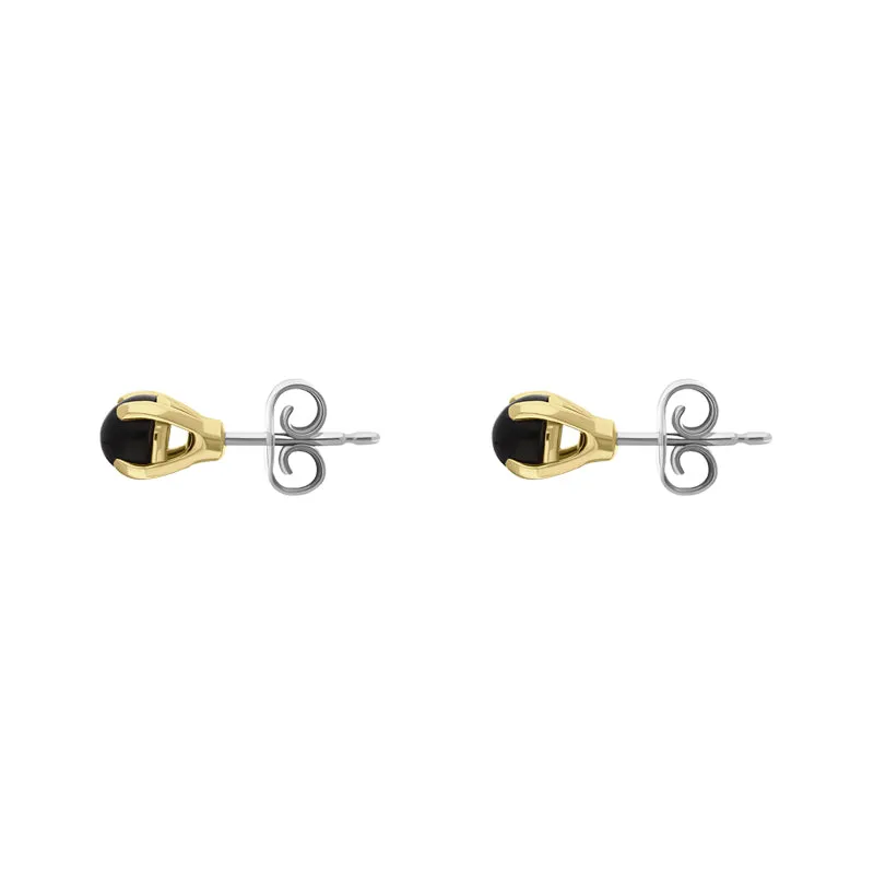 9ct Yellow Gold Sterling Silver Whitby Jet Stepping Stones 5mm Round Claw Set Stud Earrings D sold by C.W. Sellors product image thumbnail 2
