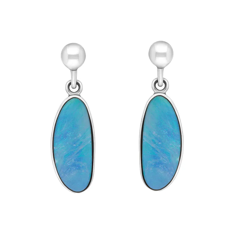 Sterling Silver Abstract Oval Opal Doublet Drop Earrings D sold by C.W. Sellors