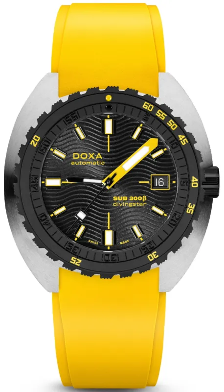 Doxa SUB 300 Beta Ceramic Steel Divingstar Rubber Yellow Watch sold by C.W. Sellors