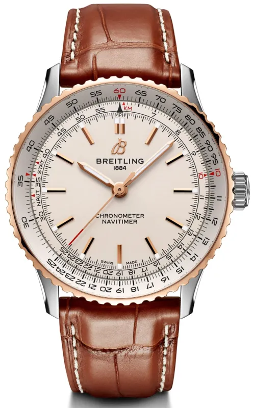Breitling Navitimer 41 Steel & 18k Red Gold Leather Watch sold by C.W. Sellors