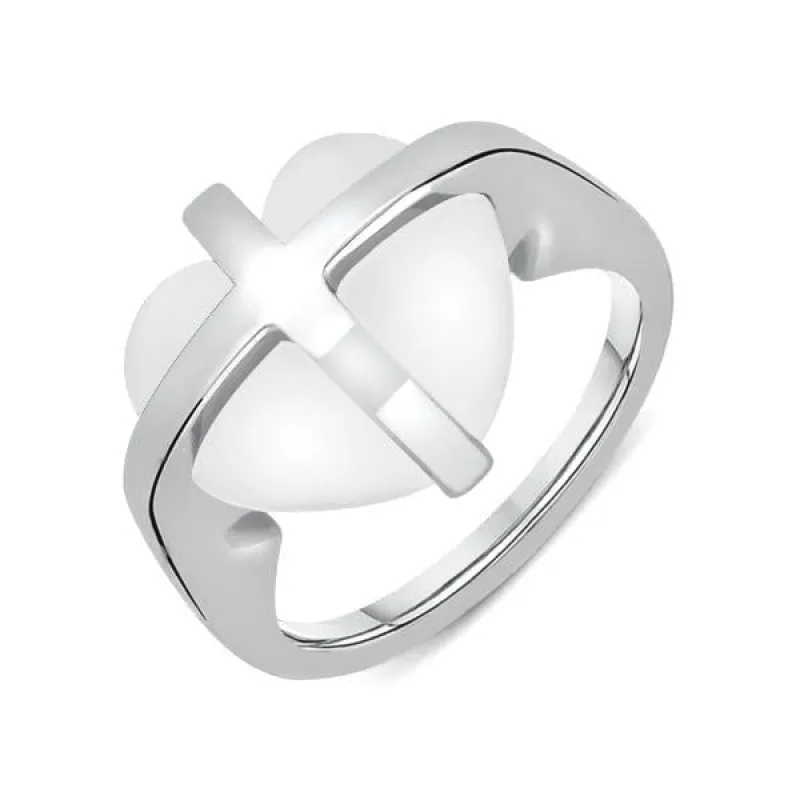 Sterling Silver Bauxite Cross Heart Ring sold by C.W. Sellors