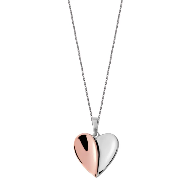 Rose Gold Sterling Silver Plated Split Heart Necklace sold by C.W. Sellors