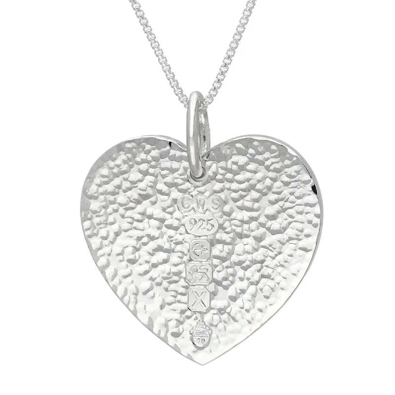 Sterling Silver Queen's Jubilee Hallmark Hammered Heart Pendant Necklace D sold by C.W. Sellors