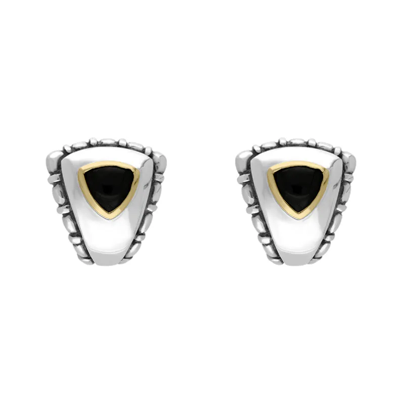 Sterling Silver Whitby Jet Triangular Omega Clip Earrings D sold by C.W. Sellors