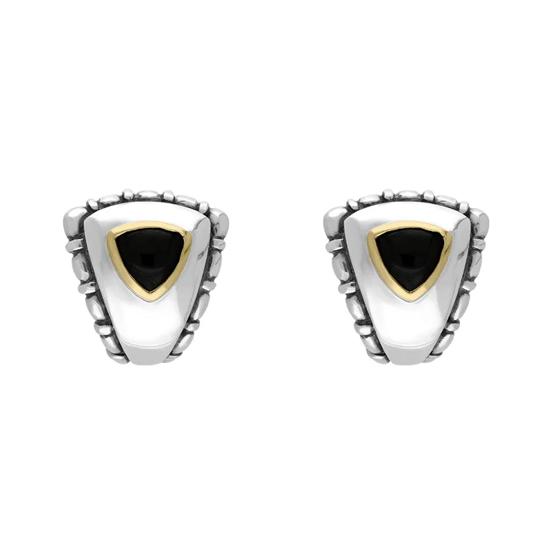 Sterling Silver Whitby Jet Triangular Omega Clip Earrings D sold by C.W. Sellors