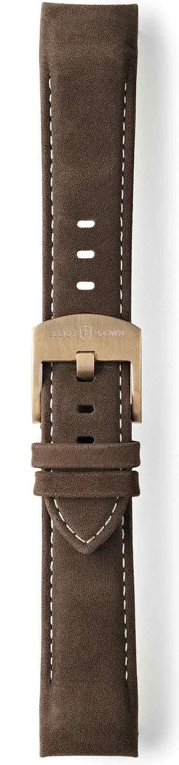Elliot Brown Strap Leather 22mm Tobacco Matt Cream Stitch Tongue Buckle sold by C.W. Sellors
