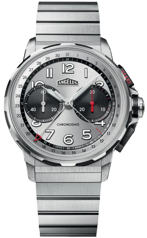 Angelus Chronodate Titanium Magnetic Silver Titanium Watch made by C.W. Sellors