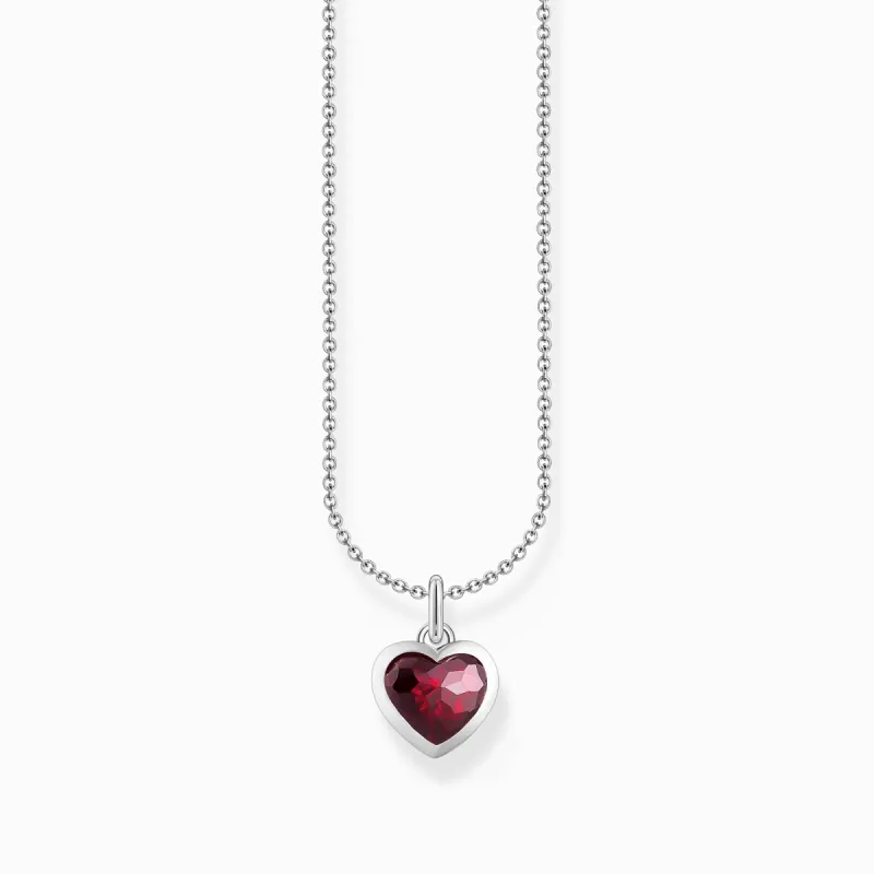 Thomas Sabo Sterling Silver Red Zirconia Heart Necklace sold by C.W. Sellors