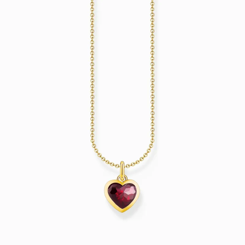 Thomas Sabo Gold Plated Sterling Silver Red Zirconia Heart Necklace sold by C.W. Sellors