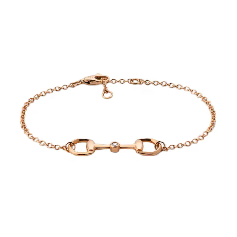 Gucci Horsebit 18ct Rose Gold 0.03ct Diamond Bracelet sold by C.W. Sellors