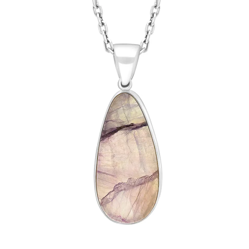 Sterling Silver Blue John Oval Necklace D sold by C.W. Sellors