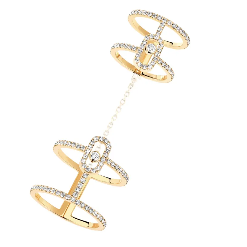 Messika Move Uno 18ct Yellow Gold Diamond Double Ring sold by C.W. Sellors