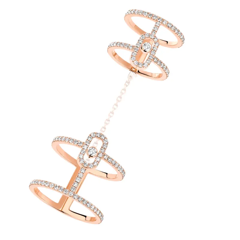 Messika Move Uno 18ct Rose Gold Diamond Double Ring sold by C.W. Sellors