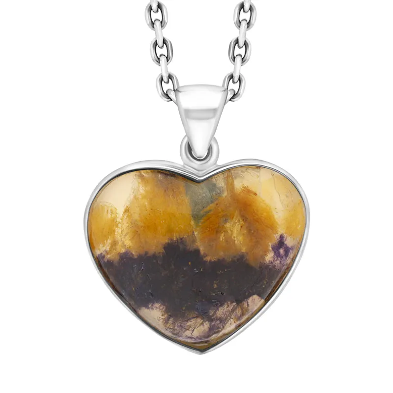 Sterling Silver Blue John Heart Necklace D sold by C.W. Sellors