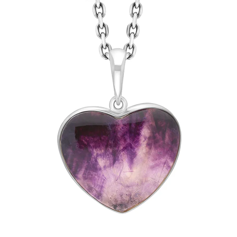 Sterling Silver Blue John Heart Pendant Necklace D sold by C.W. Sellors